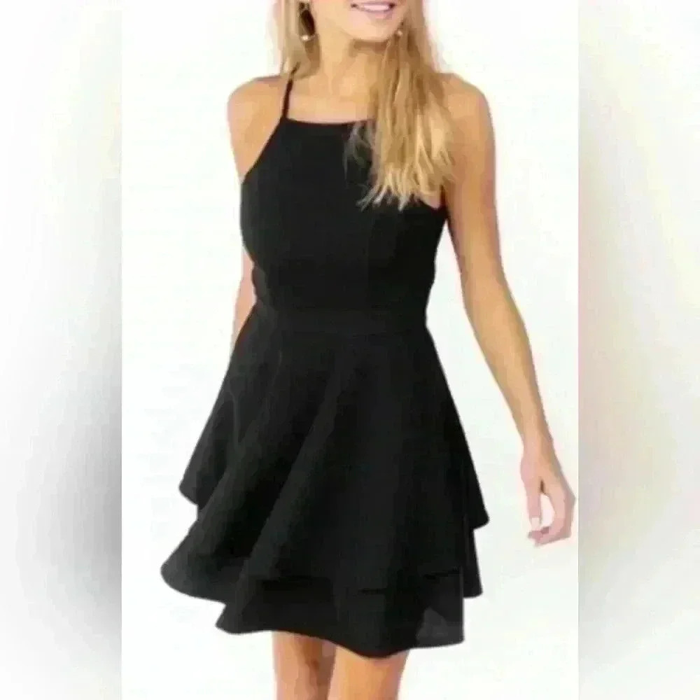 Jun & Ivy Francescas Black Tiered Dress (389)